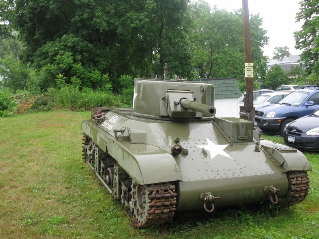 tank on a lawn