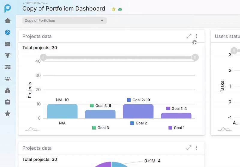 Changing widget settings in Proggio dashboard with real-time update