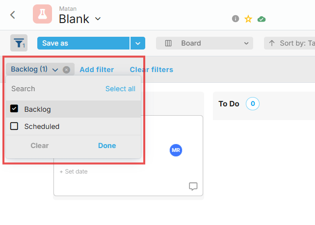 Backlog Filter