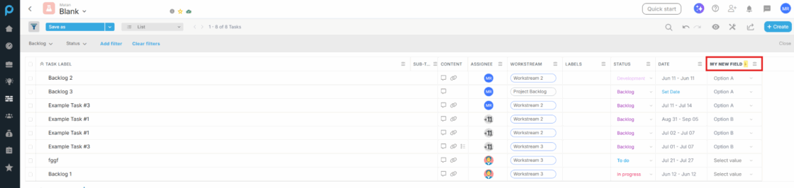 List New Custom Field as Column