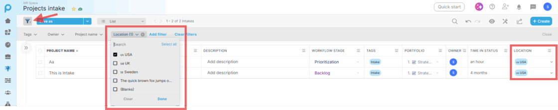 Filtering by Location Custom Field