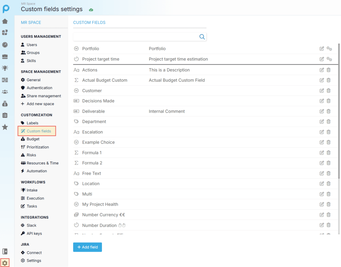 Adding Custom Fields To Your Space - Proggio