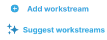 Proggio Timeline view showing + Add Workstream button