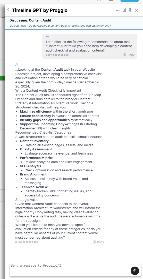 AgenticAI discussion panel showing a recommendation conversation