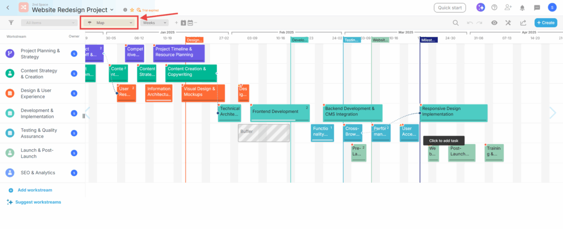 Timeline View ProjectMap