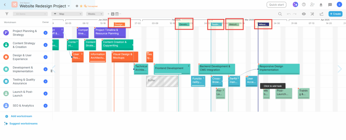 Milestones in Map View