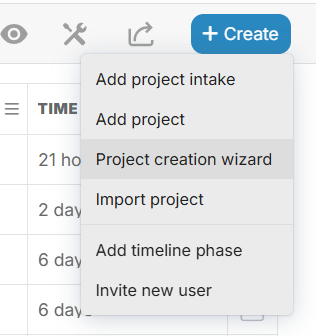 Project Creation Wizard Button