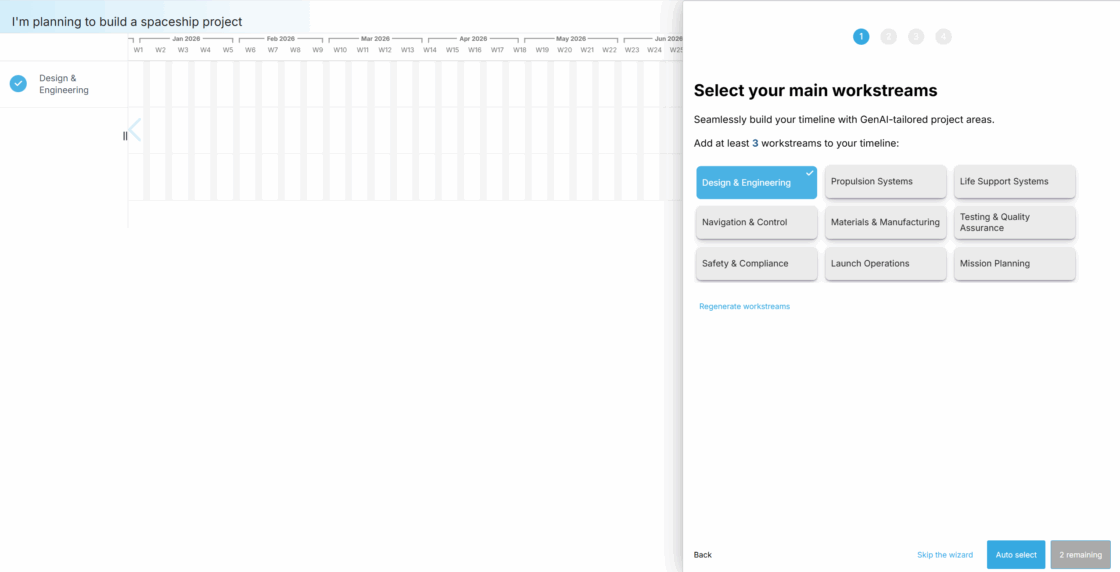 Project Creation Wizard Generated Workstreams