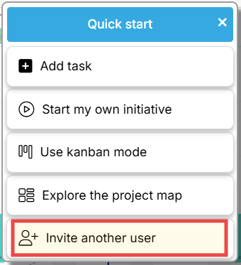 Invite another user from Quick Start
