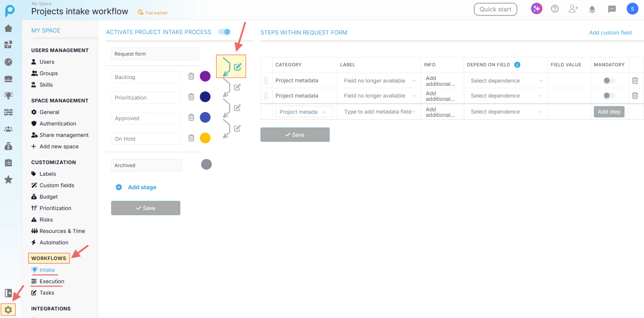 Dependent Fields in Workflows - Proggio